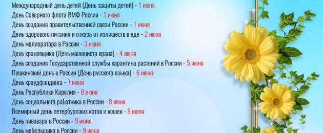 Большие праздники в июне. В июне россиян ждут дополнительные выходные в честь празднования дня россии. Главные праздники июня: календарь